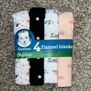 Gerber Organic Cotton Flannel Blankets - Set of 4